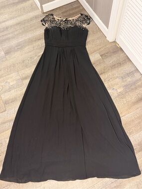 Ever Pretty Black Maxi Gown with Embellished Illusion Yoke Size 10